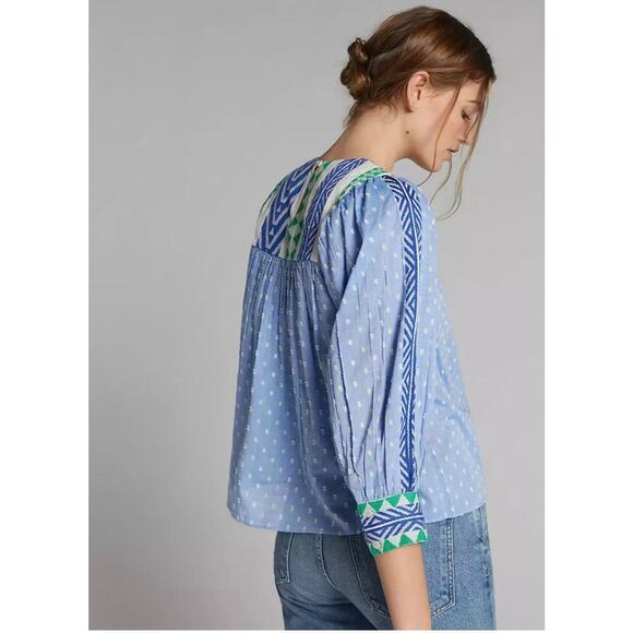 NWT Anthropologie Verb by Rhapsody Embroidered Blouse Boho Peasant Festival XS - Picture 4 of 14